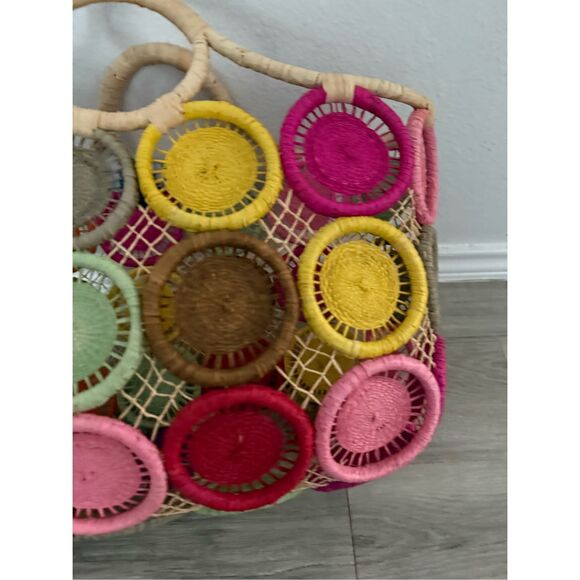 Hat Attack Rafia Medallion colorful tote bag - Picture 4 of 7